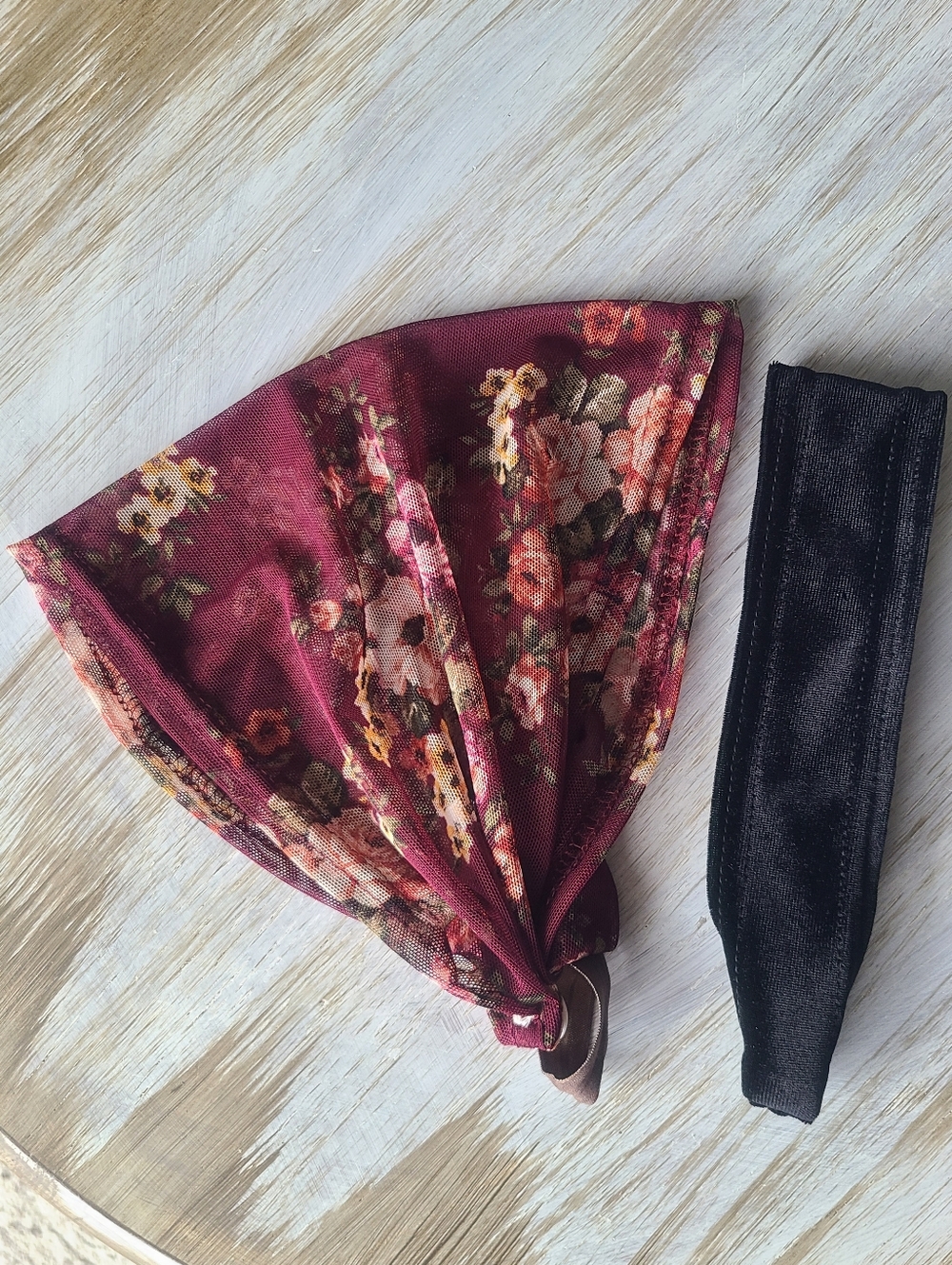 Garlands Of Grace Cecilys Garnet Floral Heirloom HeadwrapHeadcovering WITH Band